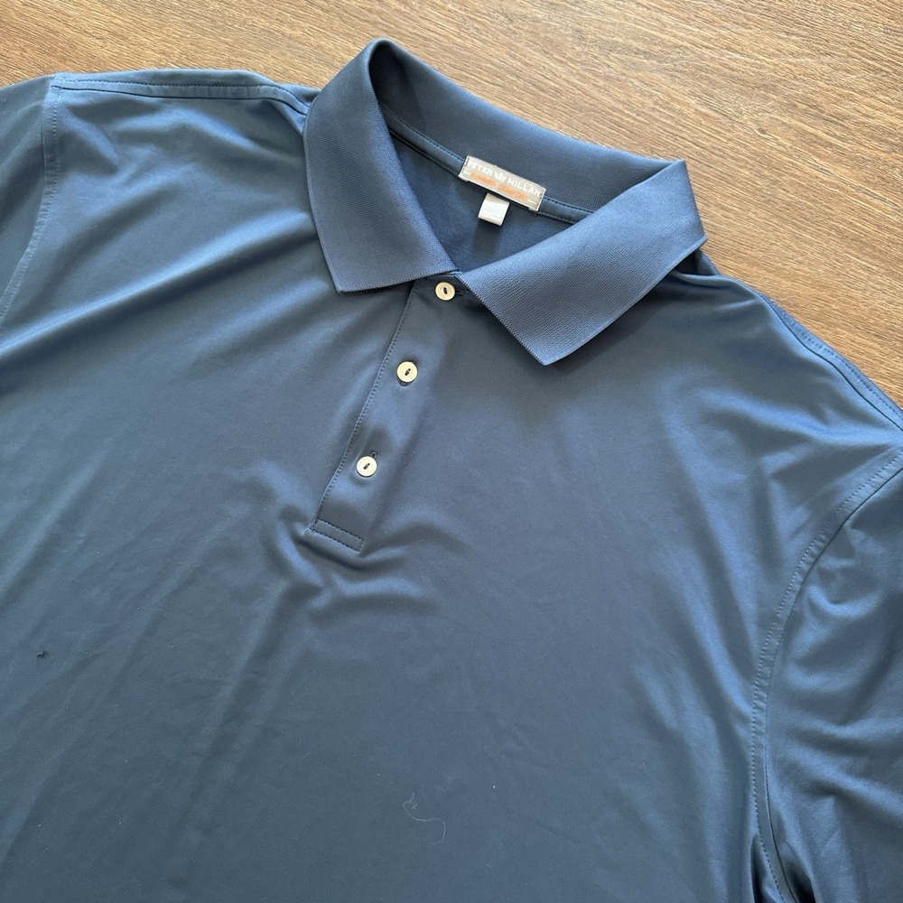 Peter Millar Summer Comfort Solid Navy Blue‎ Men's Golf Polo Sz XXL FAIR